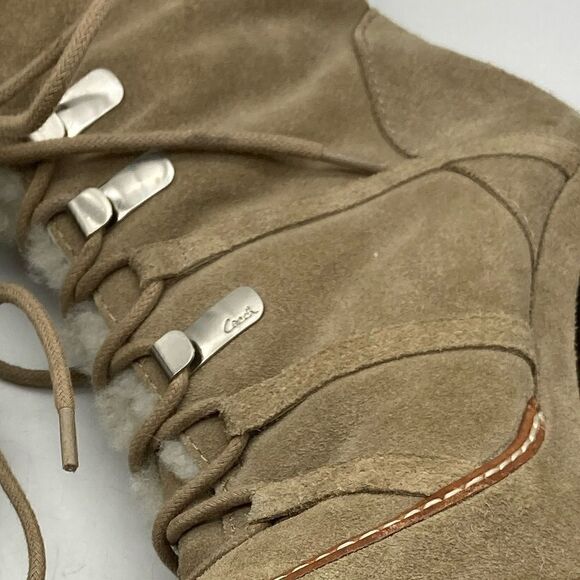 Coach Sydney Platform Heels Suede Boots Shearling Lined Size 5,5B - Picture 13 of 14